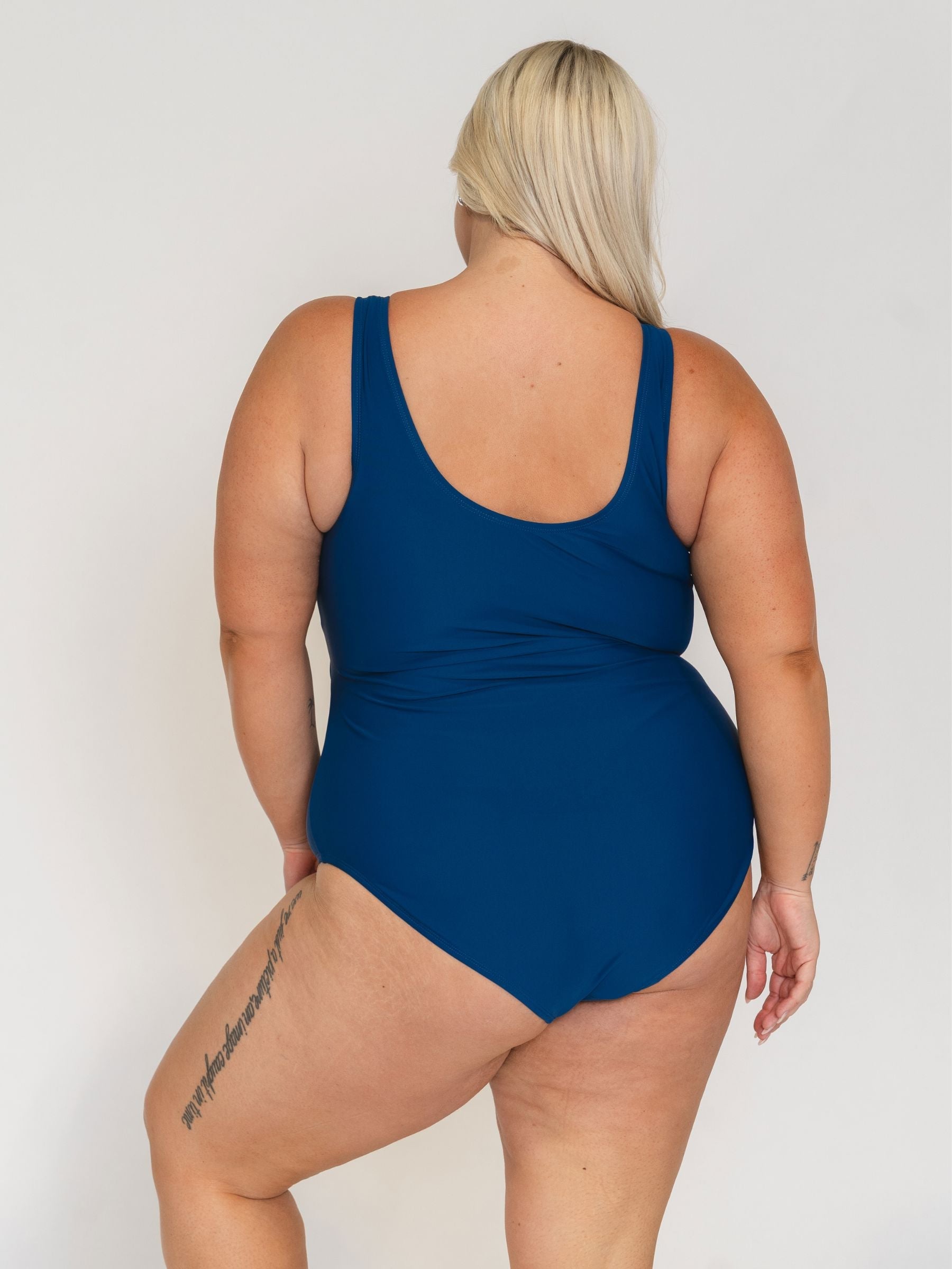Navy Stripe Knotted One-Piece Swimsuit – UPF 50+