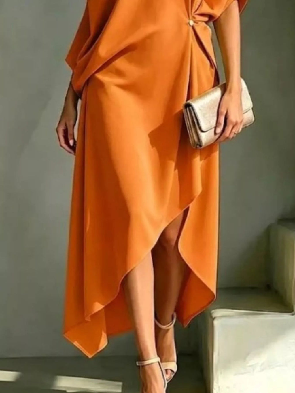 Asymmetrical One-Shoulder Drape Dress – Plus Size S–3XL