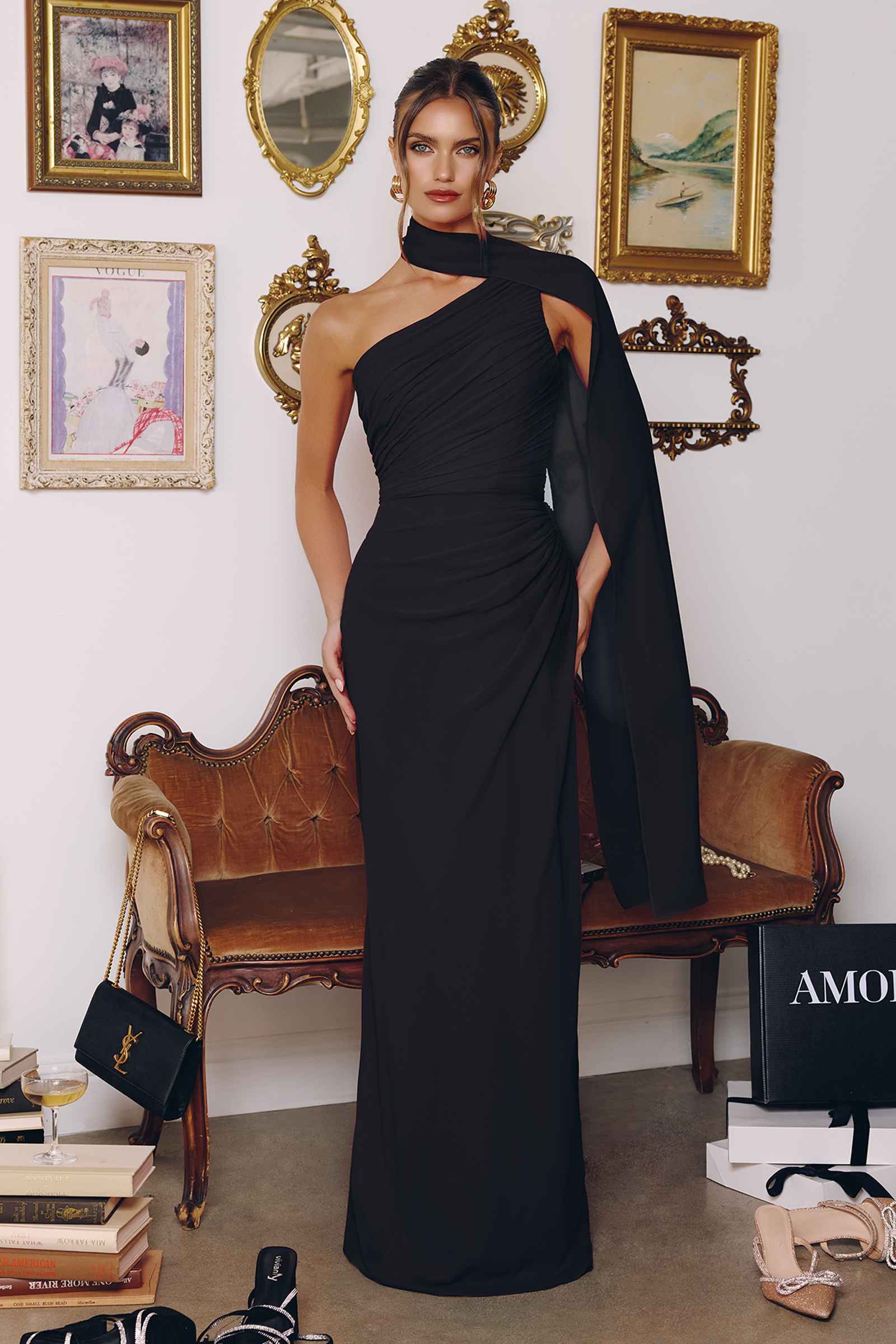 Amoris T730 One-Shoulder Chiffon Formal Gown – Cinderella Divine