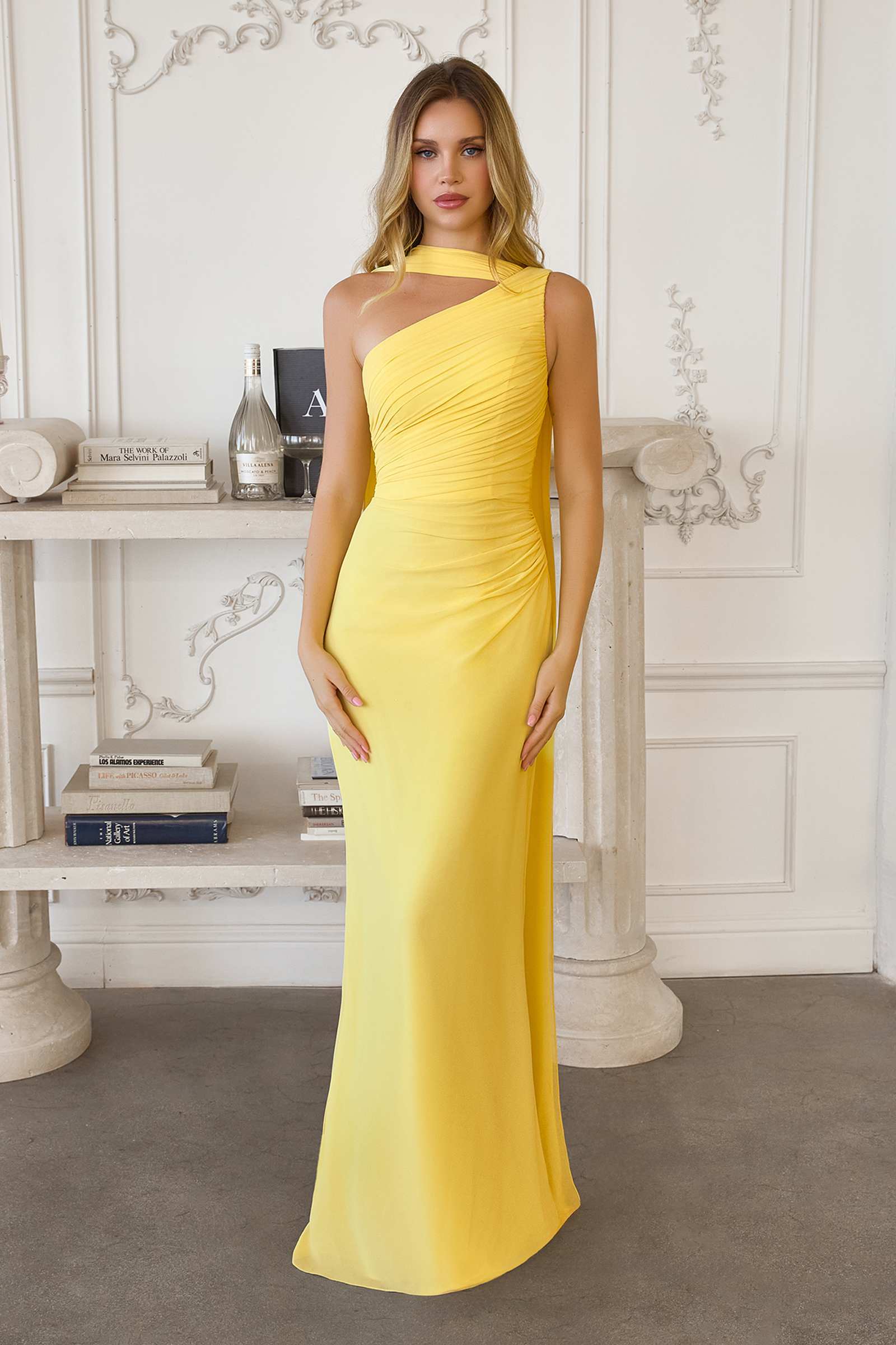 Amoris T730 One-Shoulder Chiffon Formal Gown – Cinderella Divine