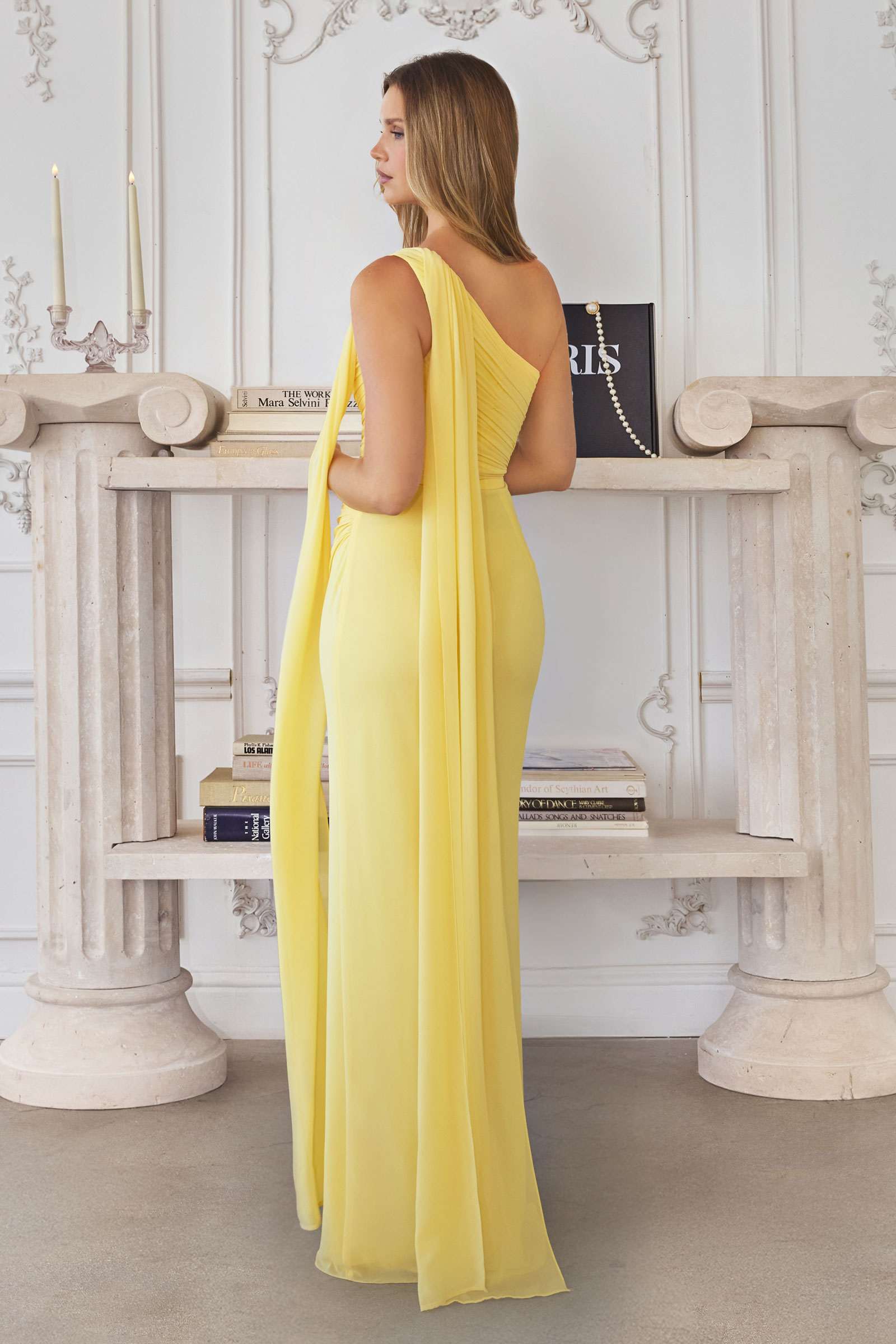 Amoris T730 One-Shoulder Chiffon Formal Gown – Cinderella Divine
