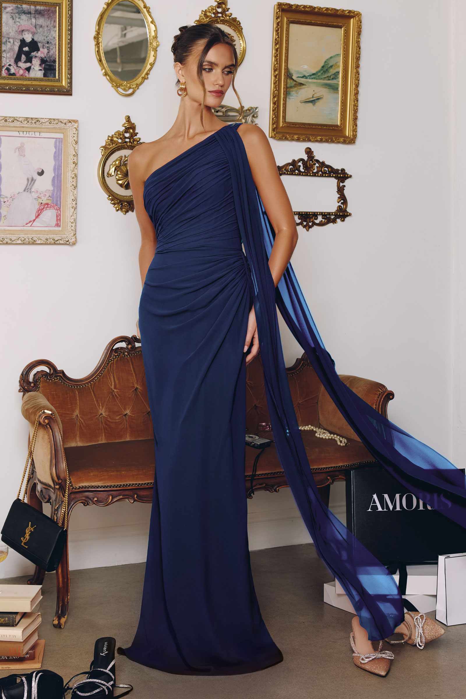 Amoris T730 One-Shoulder Chiffon Formal Gown – Cinderella Divine