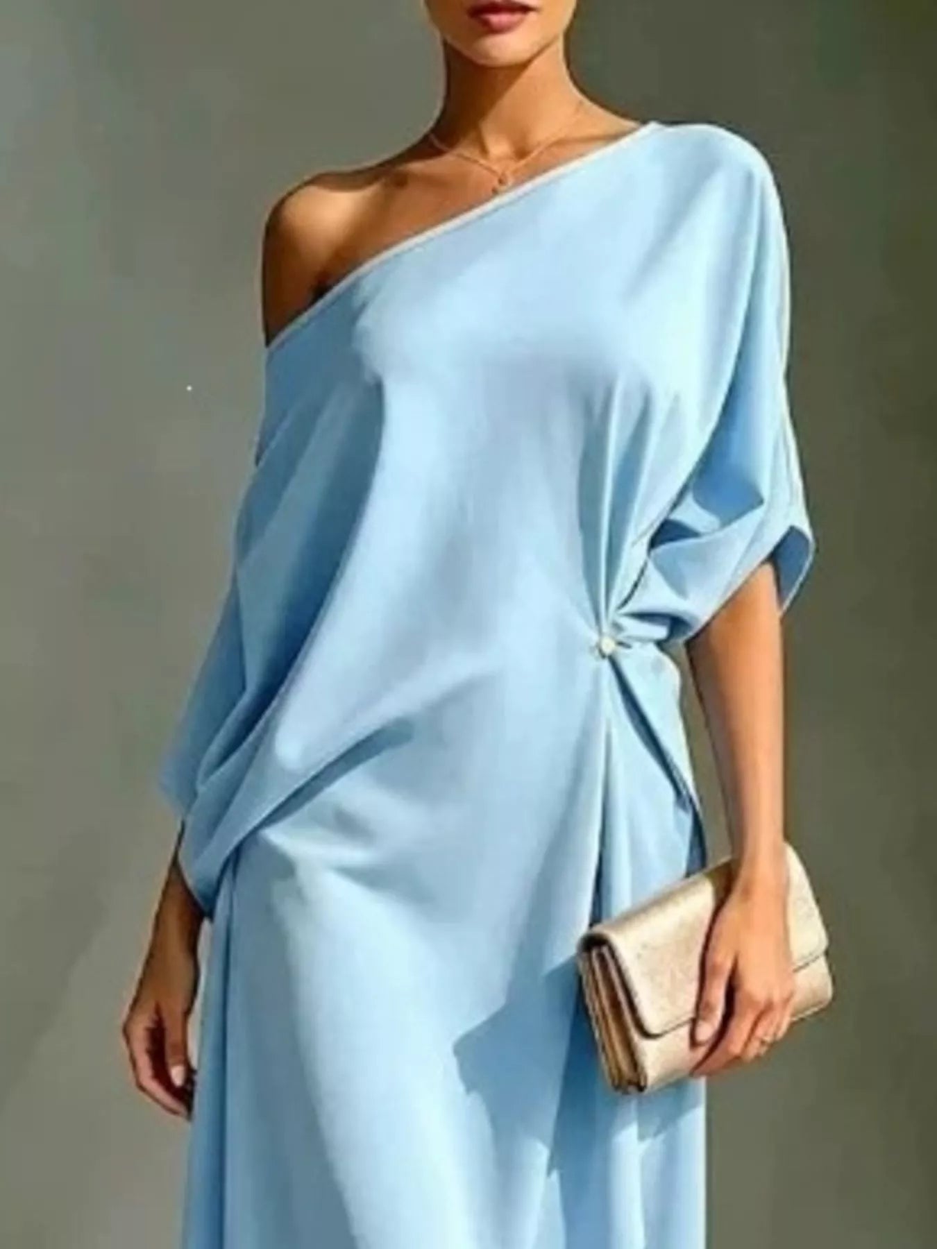 Asymmetrical One-Shoulder Drape Dress – Plus Size S–3XL