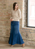 Jennifer A-Line Long Denim Skirt – Medium Wash