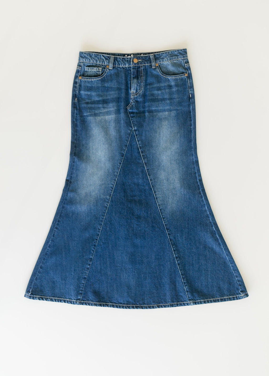 Jennifer A-Line Long Denim Skirt – Medium Wash