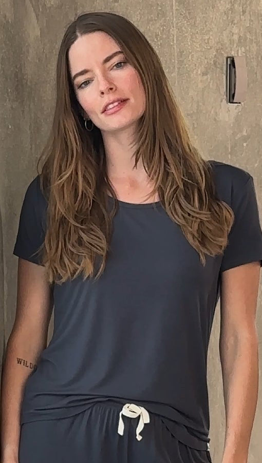 Women's Bamboo Lounge Set – T-Shirt & Mid-Thigh Shorts