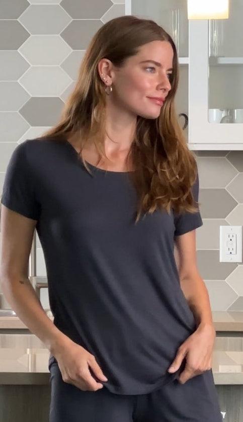 Women's Bamboo Lounge Set – T-Shirt & Mid-Thigh Shorts