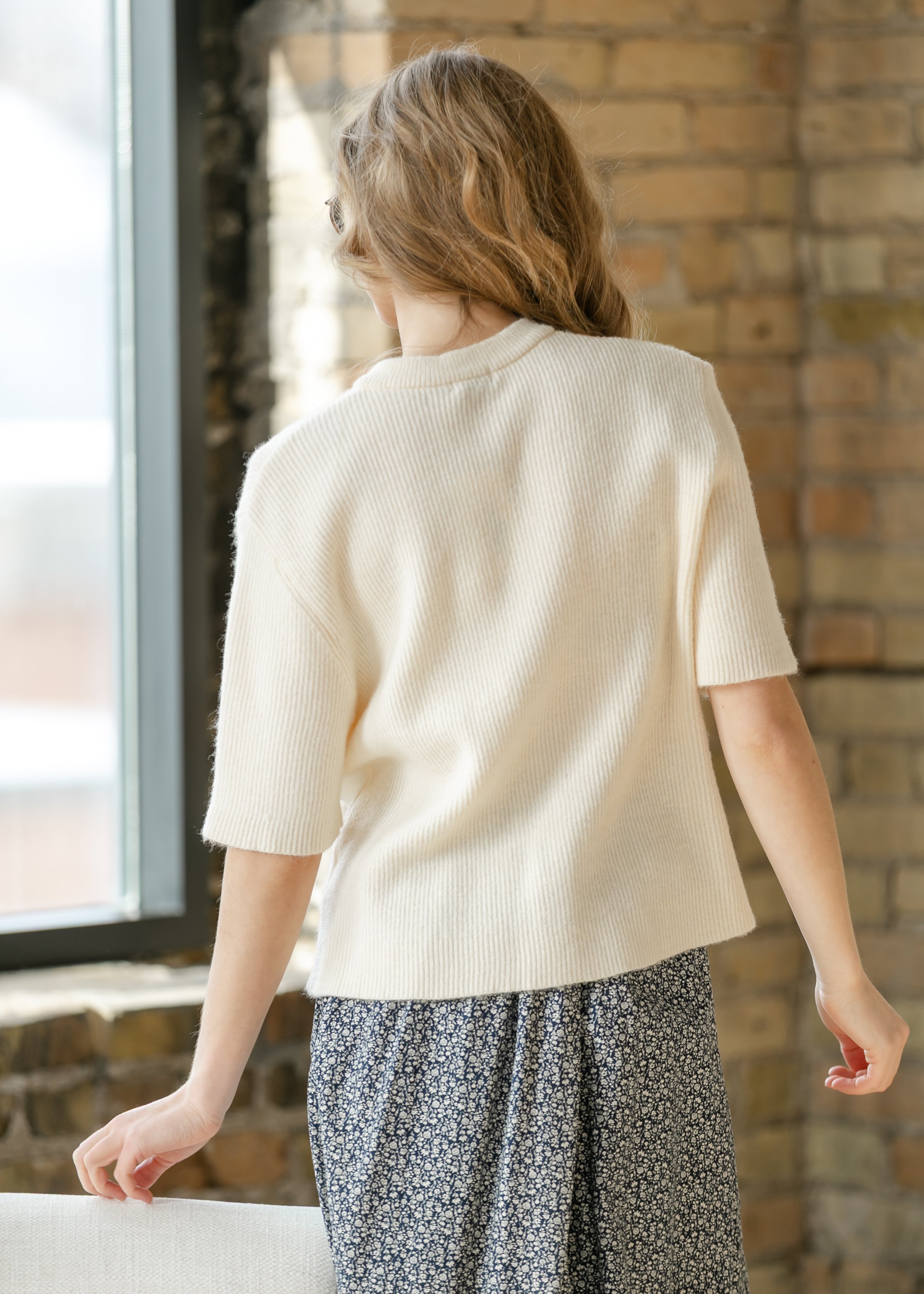 Zadie Ivory Short Sleeve Button Cardigan – Cotton-Rayon Blend